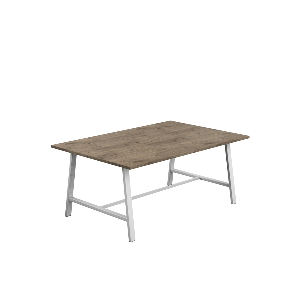 Titan Low Maker Rectangular Table (FSC) | 1800 X 1000 | White/Grey Nebraska Oak