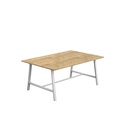 Titan Low Maker Rectangular Table (FSC) | 1800 X 1000 | White/Natural Nebraska Oak