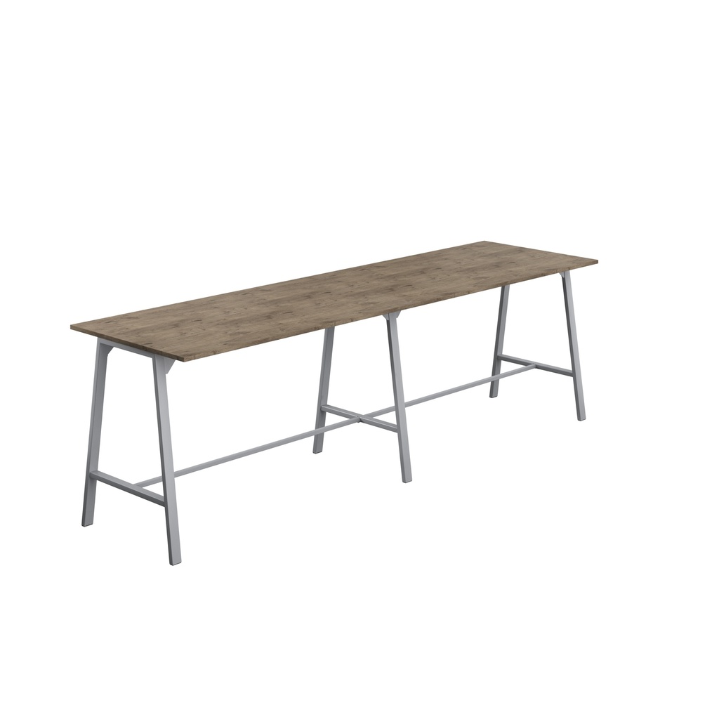 Titan High Maker Rectangular Table (FSC) | 1800 X 1000 | Silver/Grey Nebraska Oak