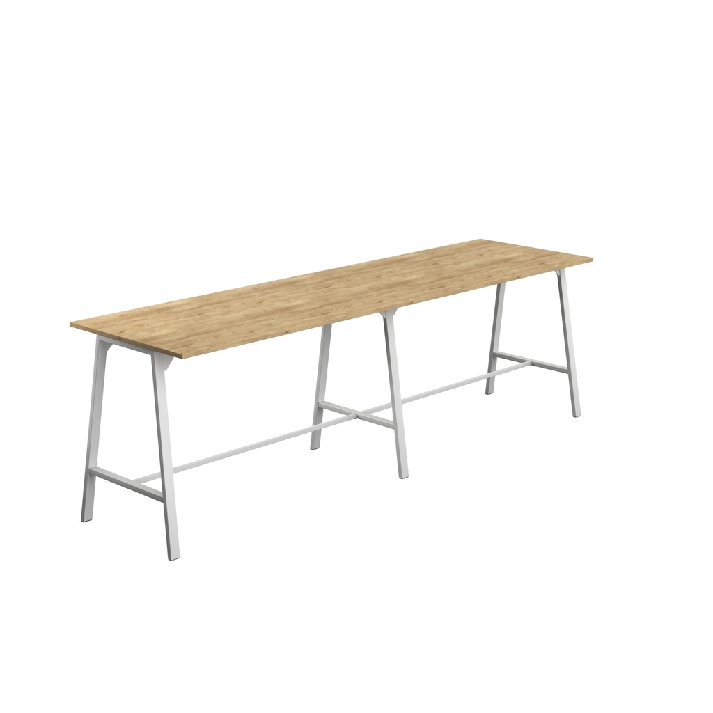 Titan High Maker Rectangular Table (FSC) | 1800 X 1000 | White/Natural Nebraska Oak