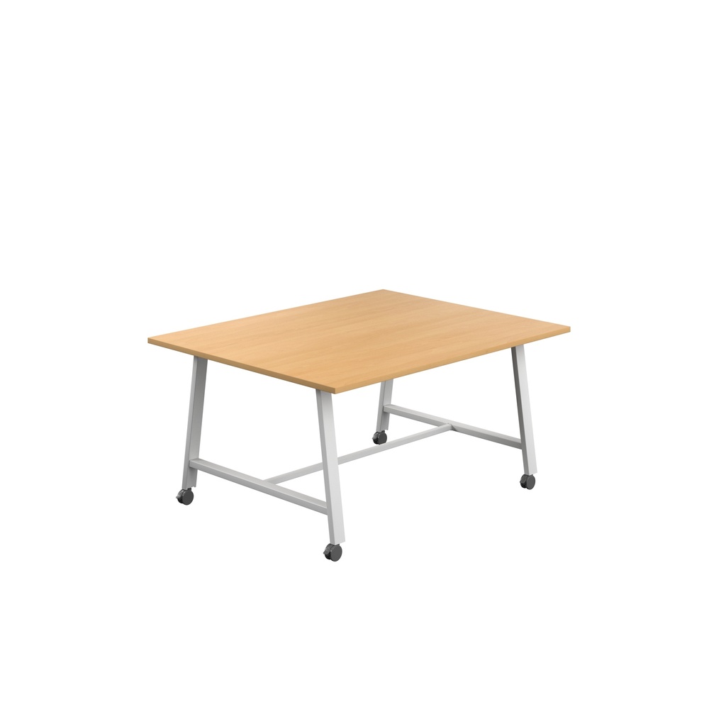 Titan Mobile Low Maker Rectangular Table (FSC) | 1500 X 1000 | White/Ellmau Beech