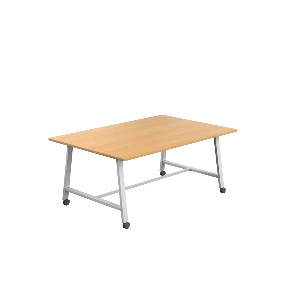 Titan Mobile Low Maker Rectangular Table (FSC) | 1800 X 1000 | White/Ellmau Beech