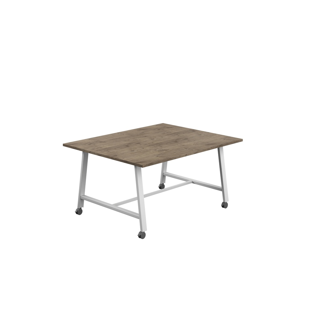 Titan Mobile Low Maker Rectangular Table (FSC) | 1500 X 1000 | White/Grey Nebraska Oak