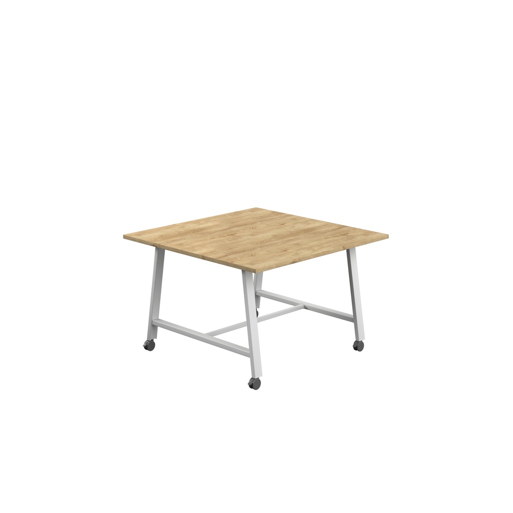 Titan Mobile Low Maker Rectangular Table (FSC) | 1200 X 1000 | White/Natural Nebraska Oak