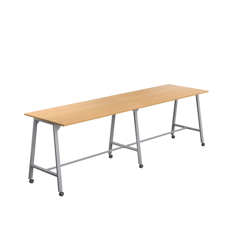 Titan Mobile High Maker Rectangular Table (FSC) | 1800 X 1000 | Silver/Ellmau Beech