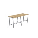 Titan Mobile High Maker Rectangular Table (FSC) | 1200 X 1000 | Silver/Natural Nebraska Oak