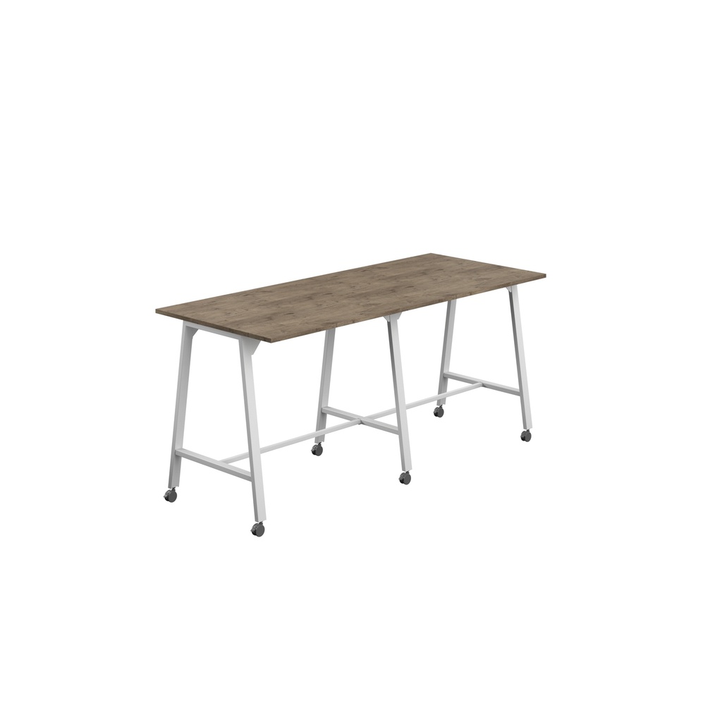 Titan Mobile High Maker Rectangular Table (FSC) | 1200 X 1000 | White/Grey Nebraska Oak