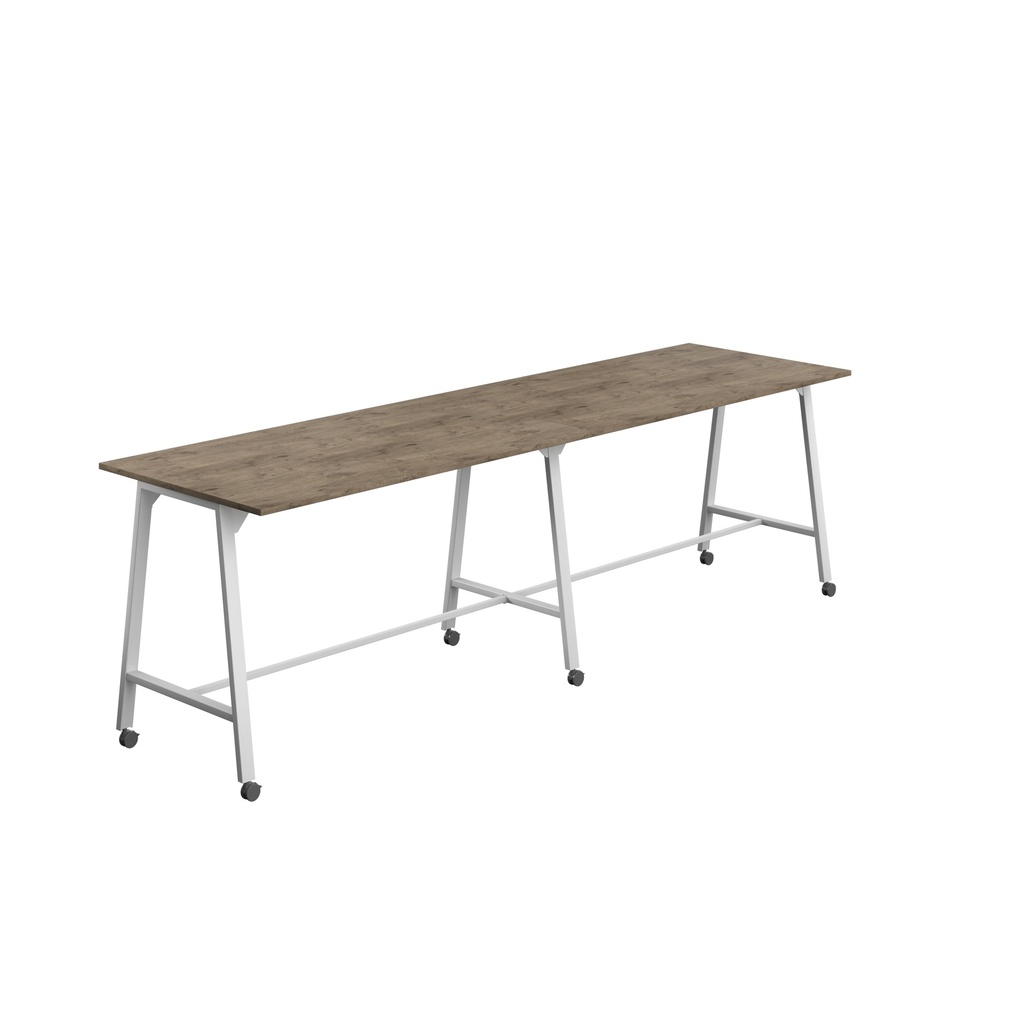 Titan Mobile High Maker Rectangular Table (FSC) | 1800 X 1000 | White/Grey Nebraska Oak