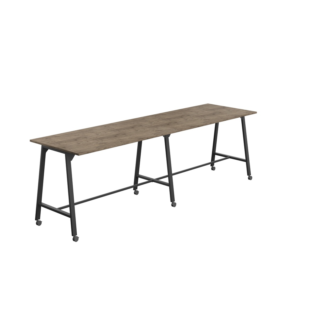 Titan Mobile High Maker Rectangular Table (FSC) | 1800 X 1000 | Black/Grey Nebraska Oak