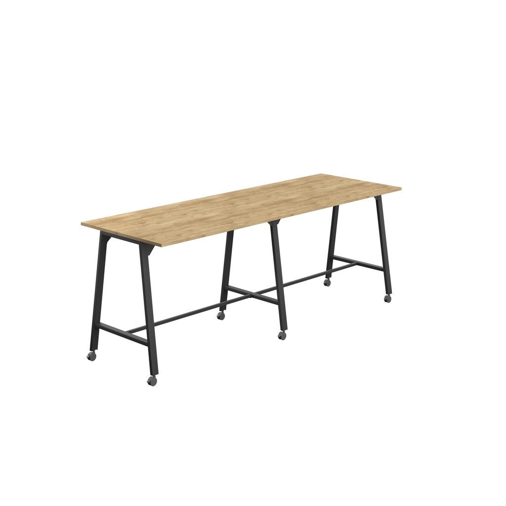 Titan Mobile High Maker Rectangular Table (FSC) | 1500 X 1000 | Black/Natural Nebraska Oak