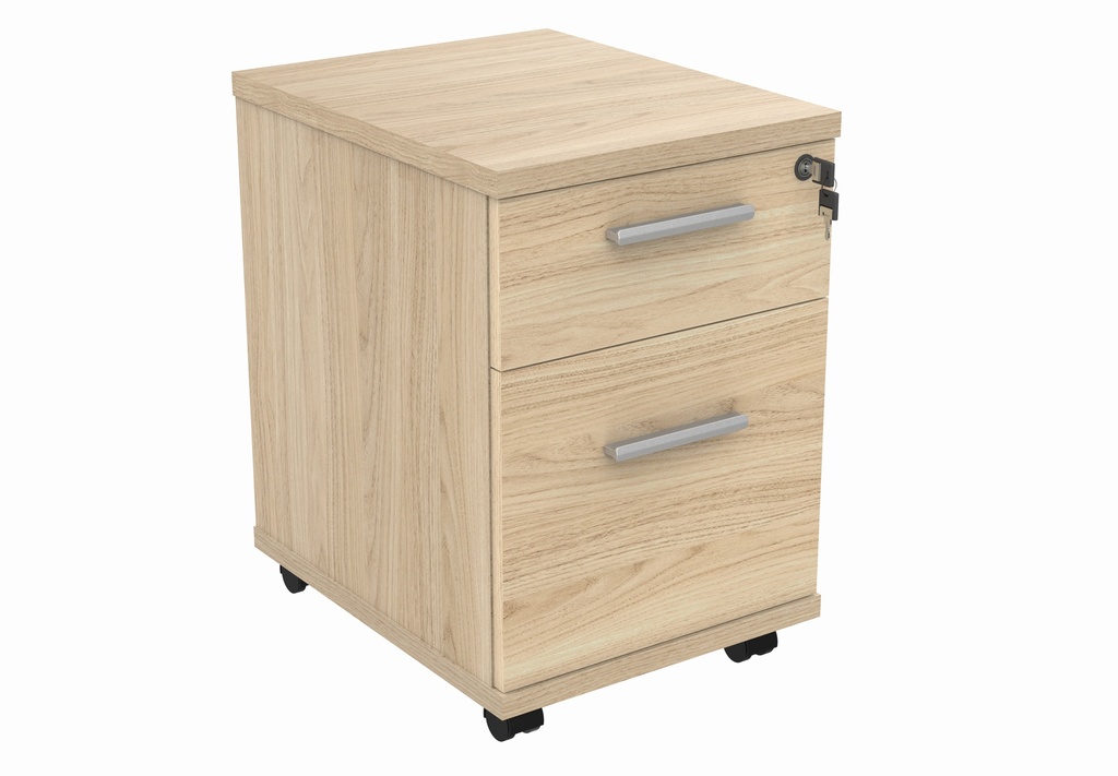 Mobile Under Desk Office Storage Unit (FSC) | 2 Drawers | Canadian Oak