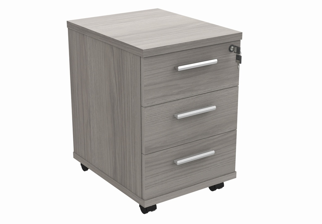 Mobile Under Desk Office Storage Unit (FSC) | 3 Drawers | Alaskan Grey Oak