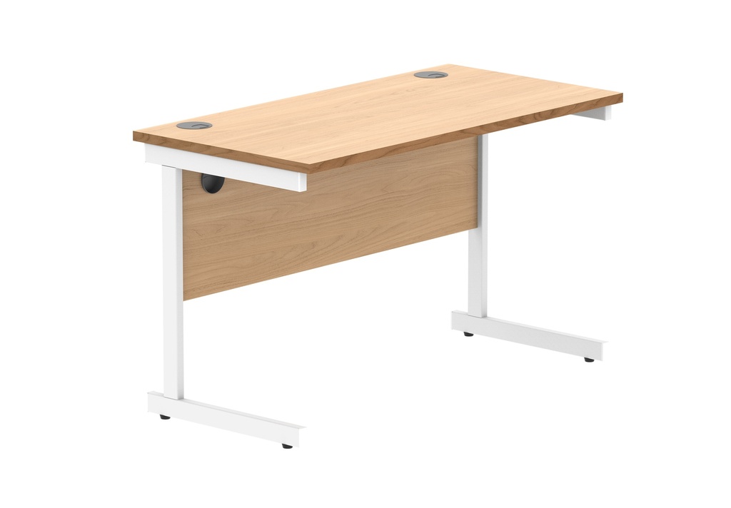 Office Rectangular Desk With Steel Single Upright Cantilever Frame (Fsc) | 1200X600 | Norwegian Beech/White