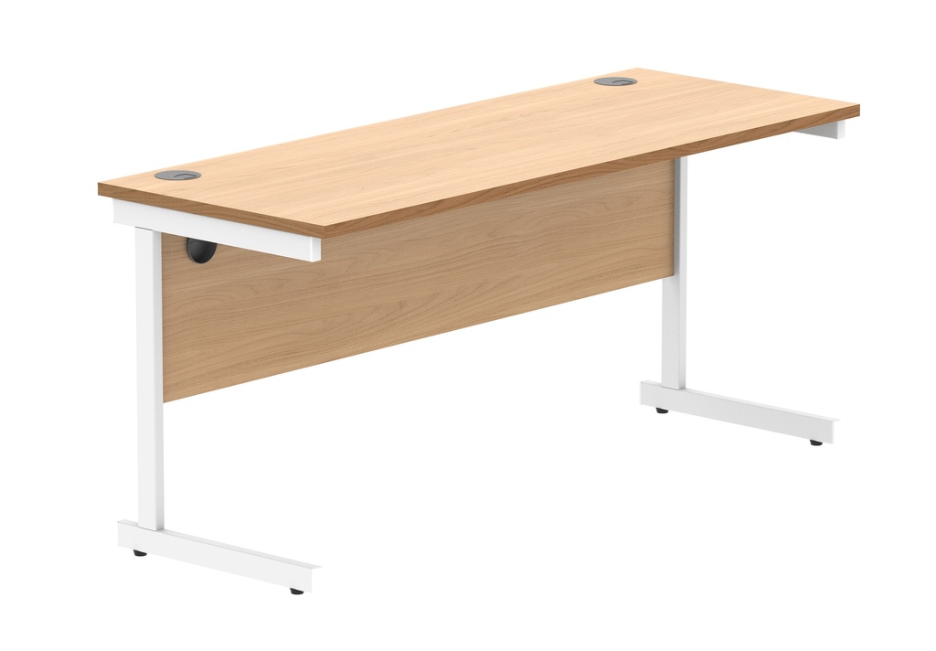 Office Rectangular Desk With Steel Single Upright Cantilever Frame (Fsc) | 1600X600 | Norwegian Beech/White