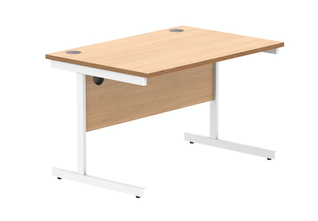 Office Rectangular Desk With Steel Single Upright Cantilever Frame (Fsc) | 1200X800 | Norwegian Beech/White