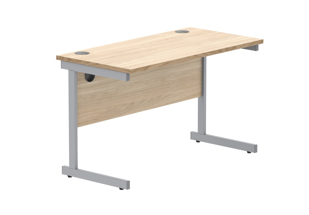 Office Rectangular Desk With Steel Single Upright Cantilever Frame (Fsc) | 1200X600 | Canadian Oak/Silver