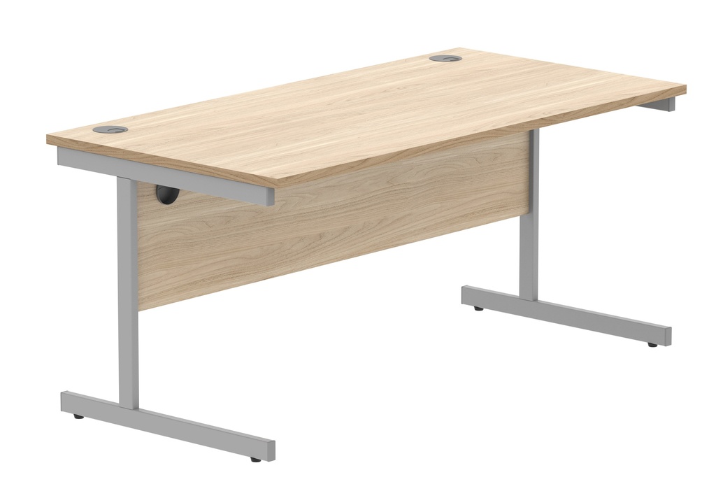 Office Rectangular Desk With Steel Single Upright Cantilever Frame (Fsc) | 1600X800 | Canadian Oak/Silver