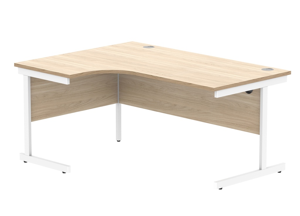 Office Left Hand Corner Desk With Steel Single Upright Cantilever Frame (Fsc) | 1600X1200 | Canadian Oak/White