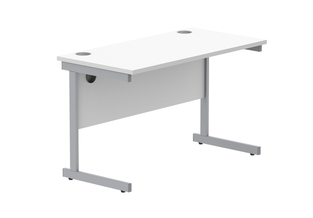 Office Rectangular Desk With Steel Single Upright Cantilever Frame (Fsc) | 1200X600 | Arctic White/Silver