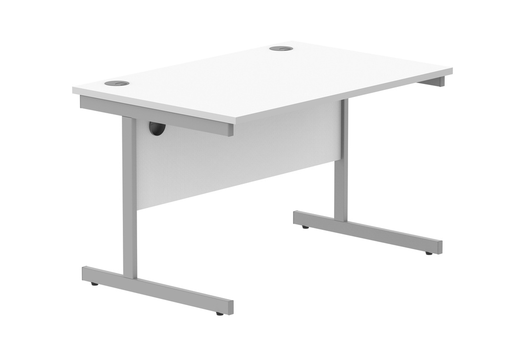 Office Rectangular Desk With Steel Single Upright Cantilever Frame (Fsc) | 1200X800 | Arctic White/Silver