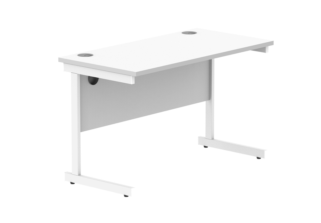 Office Rectangular Desk With Steel Single Upright Cantilever Frame (Fsc) | 1200X600 | Arctic White/White