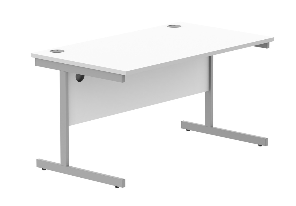 Office Rectangular Desk With Steel Single Upright Cantilever Frame (Fsc) | 1400X800 | Arctic White/White