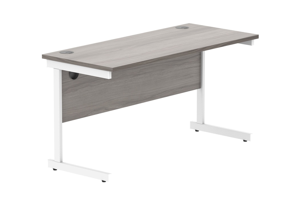 Office Rectangular Desk With Steel Single Upright Cantilever Frame (Fsc) | 1400X600 | Alaskan Grey Oak/White