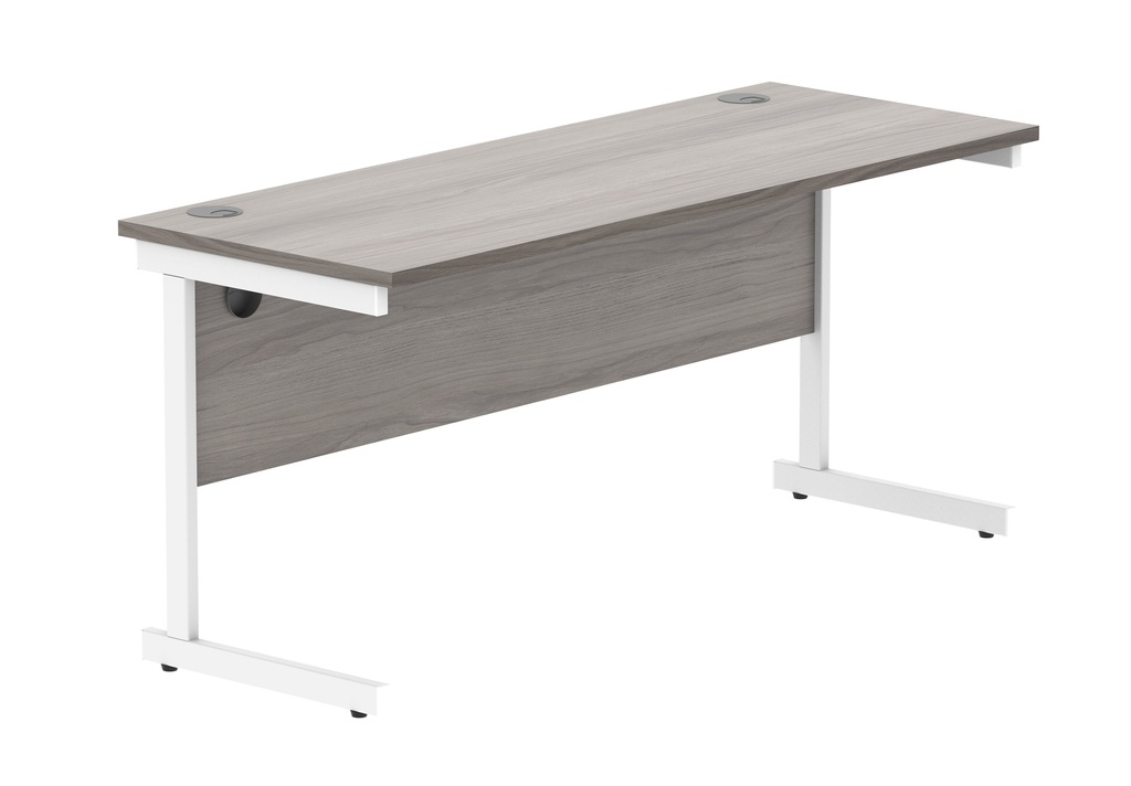 Office Rectangular Desk With Steel Single Upright Cantilever Frame (Fsc) | 1600X600 | Alaskan Grey Oak/White