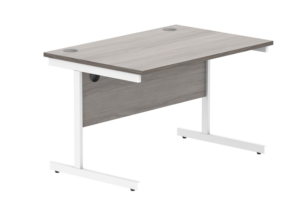 Office Rectangular Desk With Steel Single Upright Cantilever Frame (Fsc) | 1200X800 | Alaskan Grey Oak/White