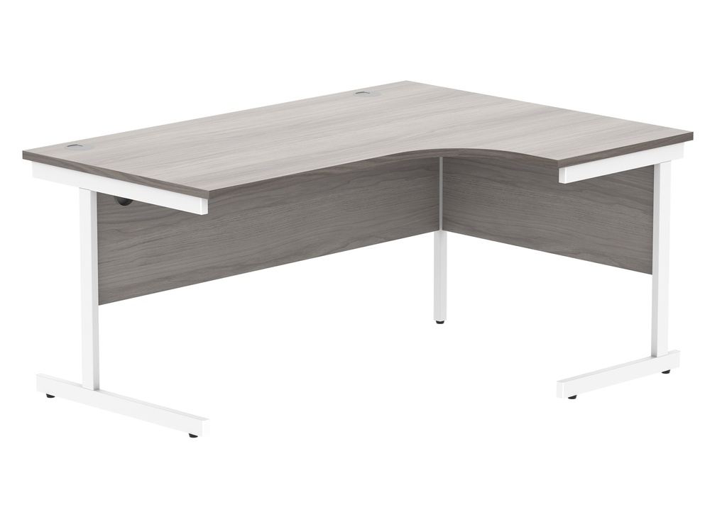 Office Right Hand Corner Desk With Steel Single Upright Cantilever Frame (Fsc) | 1600X1200 | Alaskan Grey Oak/White