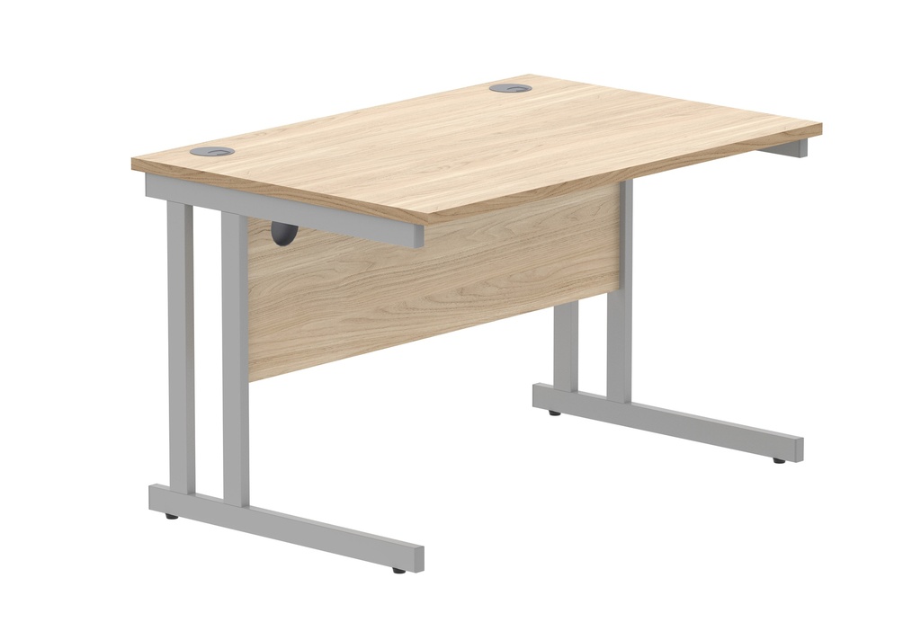 Office Rectangular Desk With Steel Double Upright Cantilever Frame (Fsc) | 1200X800 | Canadian Oak/Silver