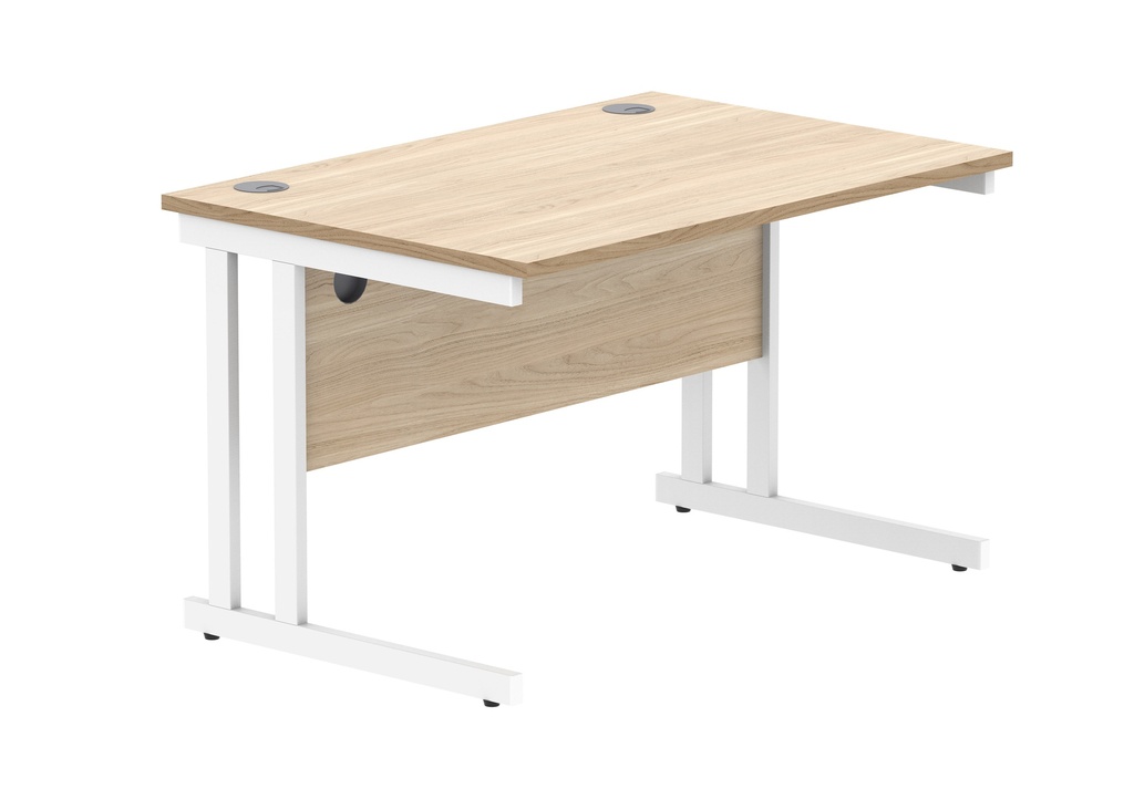 Office Rectangular Desk With Steel Double Upright Cantilever Frame (Fsc) | 1200X800 | Canadian Oak/White