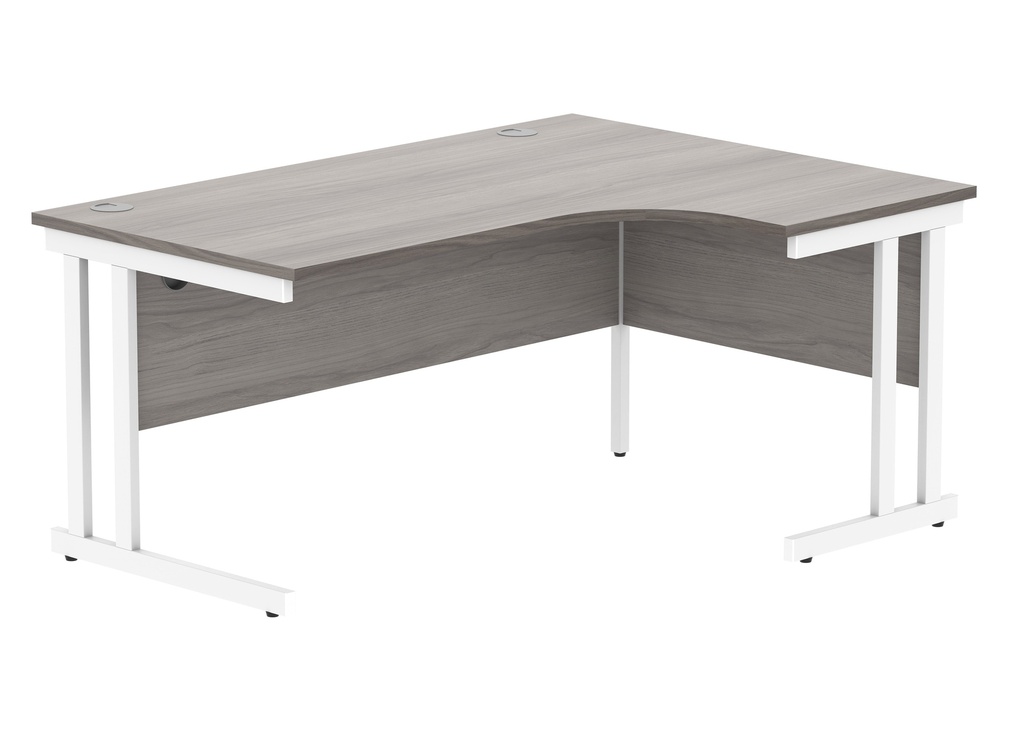 Office Right Hand Corner Desk With Steel Double Upright Cantilever Frame (Fsc) | 1600X1200 | Alaskan Grey Oak/White