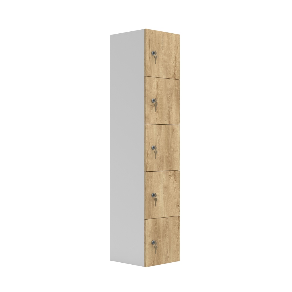 5 Door Unit Complete With Shelf, Coat Hooks, Cam Lock, Natural Nebraska Oak (FSC)