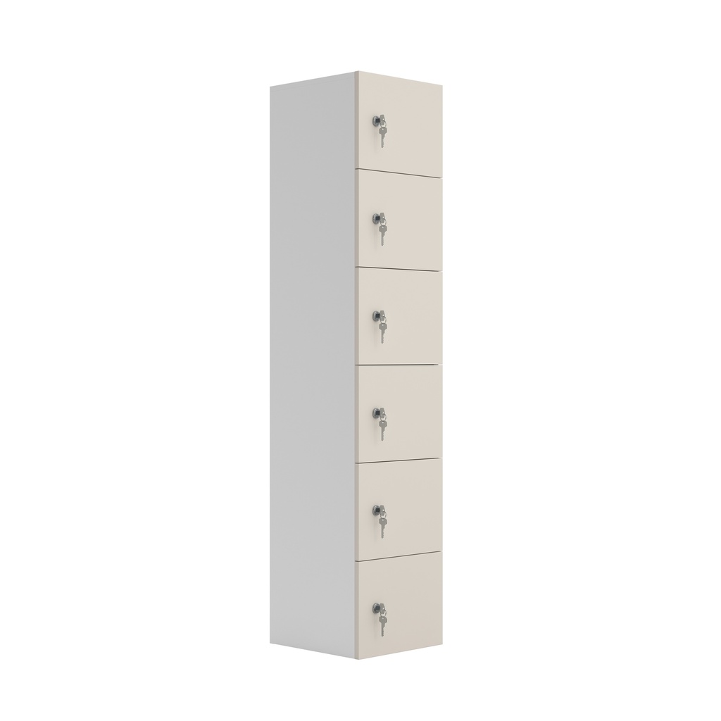 6 Door Unit Complete With Shelf, Coat Hooks, Cam Lock, Grey (FSC)