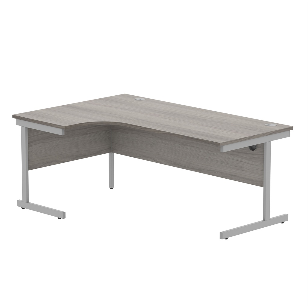 Office Left Hand Corner Desk With Steel Single Upright Cantilever Frame (Fsc) | 1800X1200 | Alaskan Grey Oak/Silver