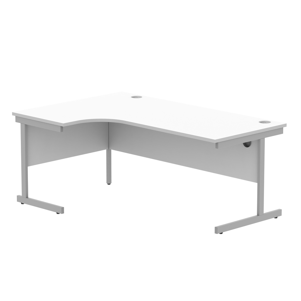 Office Left Hand Corner Desk With Steel Single Upright Cantilever Frame (Fsc) | 1800X1200 | Arctic White/Silver