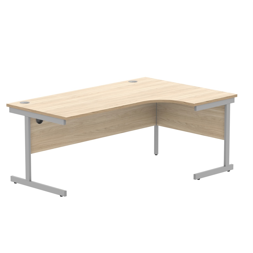 Office Right Hand Corner Desk With Steel Single Upright Cantilever Frame (Fsc) | 1800X1200 | Oak/Silver