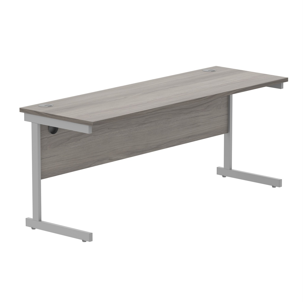 Office Rectangular Desk With Steel Single Upright Cantilever Frame (Fsc) | 1800X600 | Alaskan Grey Oak/Silver