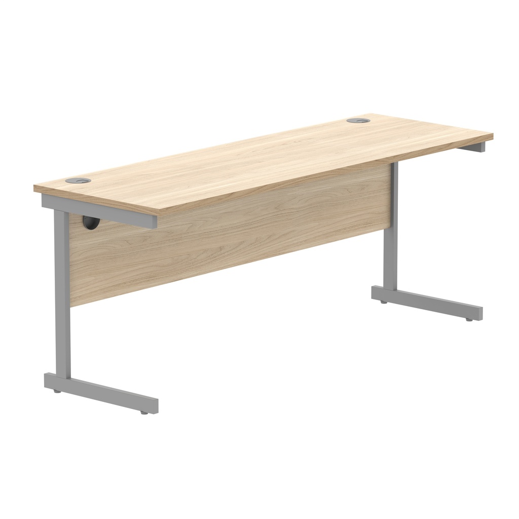 Office Rectangular Desk With Steel Single Upright Cantilever Frame (Fsc) | 1800X600 | Canadian Oak/Silver