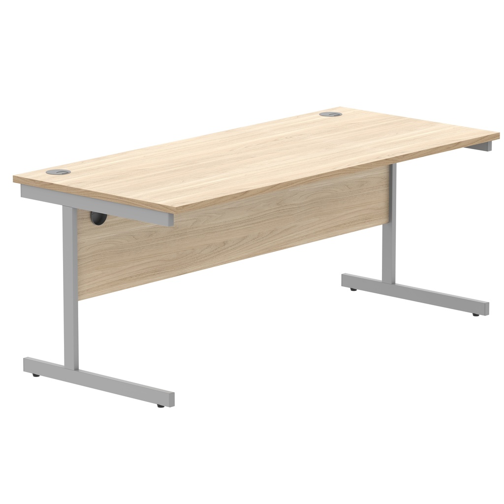 Office Rectangular Desk With Steel Single Upright Cantilever Frame (Fsc) | 1800X800 | Canadian Oak/Silver