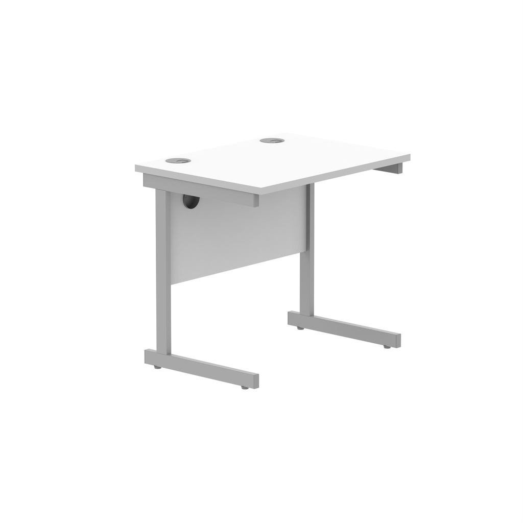 Office Rectangular Desk With Steel Single Upright Cantilever Frame (Fsc) | 800X600 | Arctic White/Silver