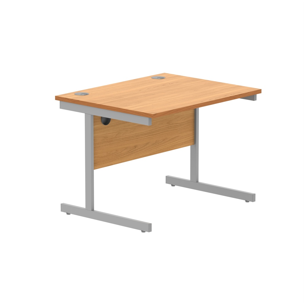 Office Rectangular Desk With Steel Single Upright Cantilever Frame (Fsc) | 800X800 | Norwegian Beech/Silver