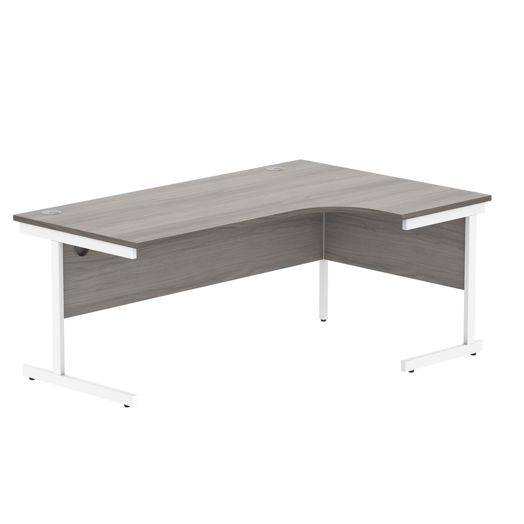 Office Right Hand Corner Desk With Steel Single Upright Cantilever Frame (Fsc) | 1800X1200 | Grey Oak/White