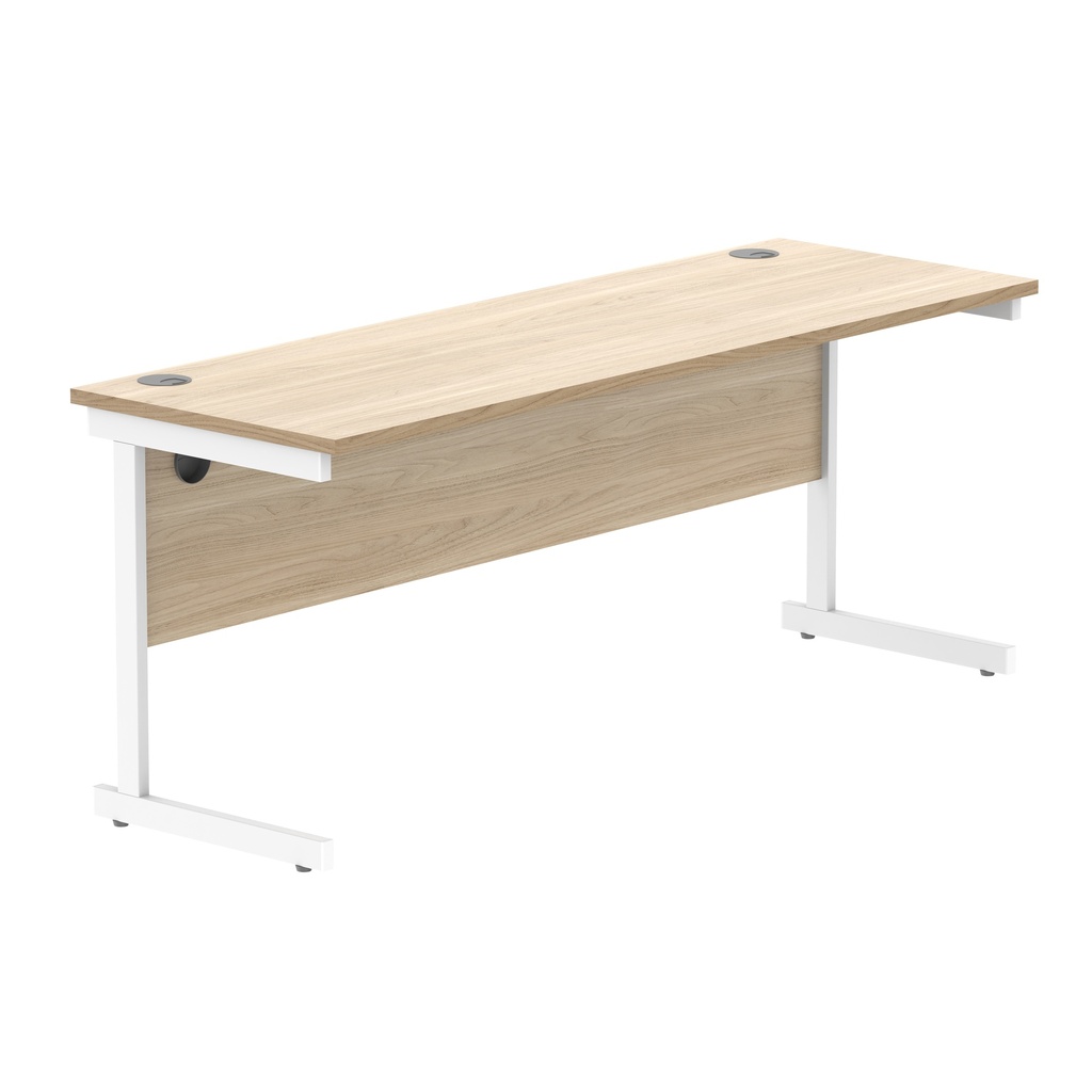 Office Rectangular Desk With Steel Single Upright Cantilever Frame (Fsc) | 1800X600 | Canadian Oak/White