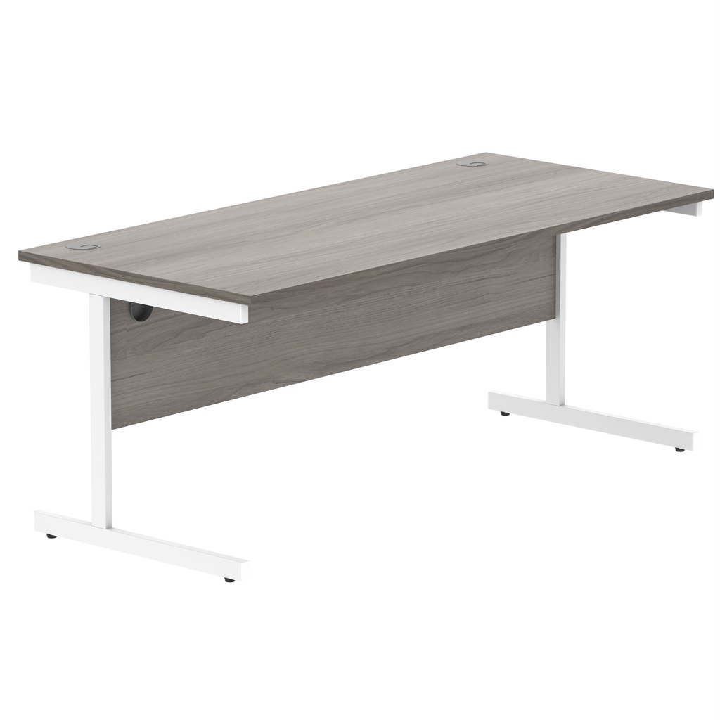 Office Rectangular Desk With Steel Single Upright Cantilever Frame (Fsc) | 1800X800 | Alaskan Grey Oak/White