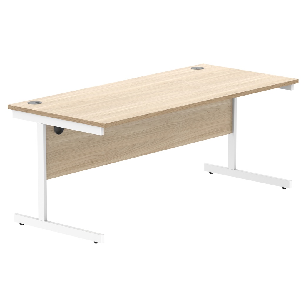 Office Rectangular Desk With Steel Single Upright Cantilever Frame (Fsc) | 1800X800 | Canadian Oak/White