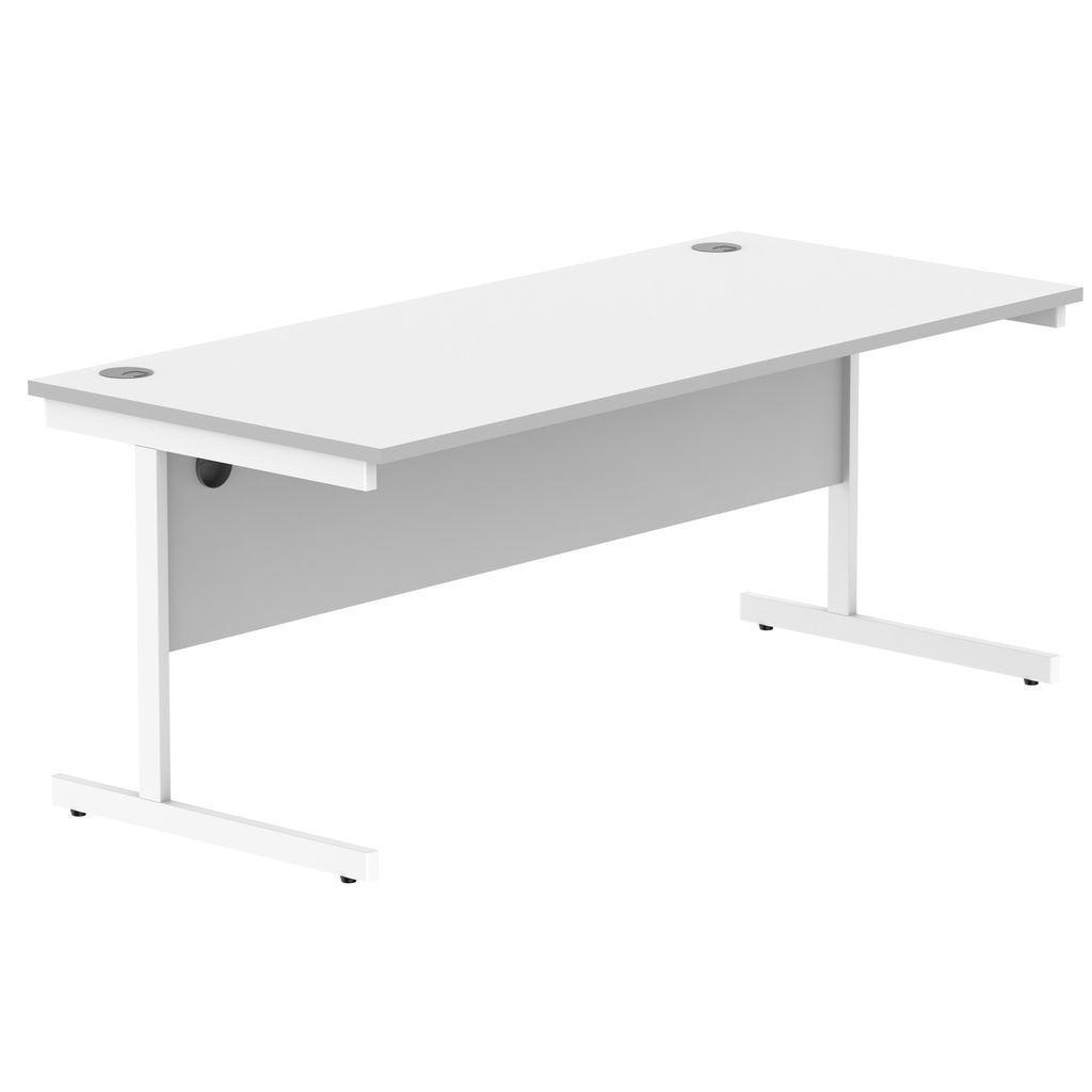 Office Rectangular Desk With Steel Single Upright Cantilever Frame (Fsc) | 1800X800 | Arctic White/White