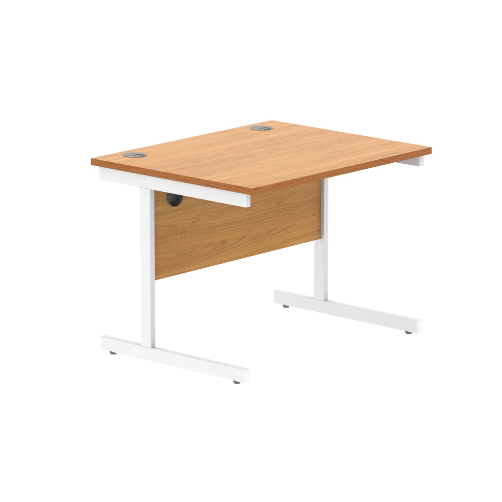 Office Rectangular Desk With Steel Single Upright Cantilever Frame (Fsc) | 800X800 | Norwegian Beech/White