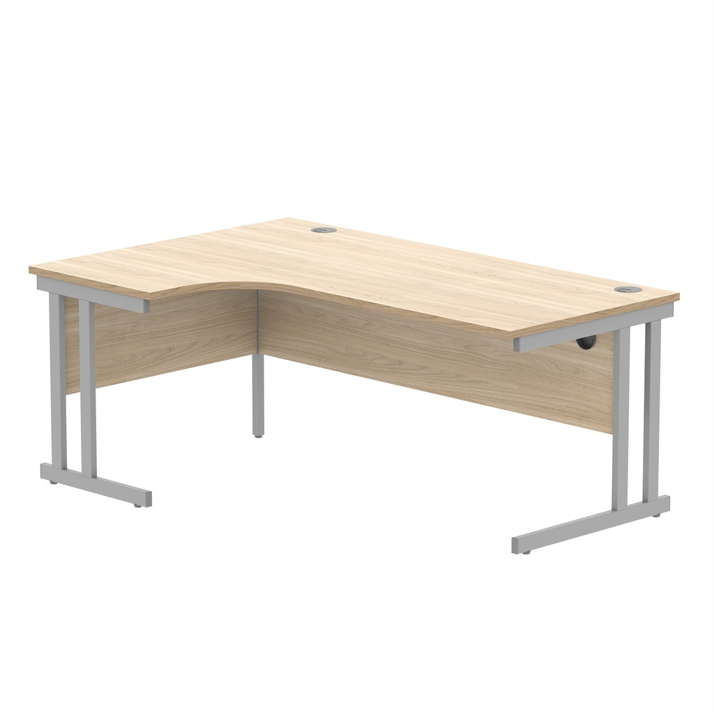 Office Left Hand Corner Desk With Steel Double Upright Cantilever Frame (Fsc) | 1800X1200 | Canadian Oak/Silver